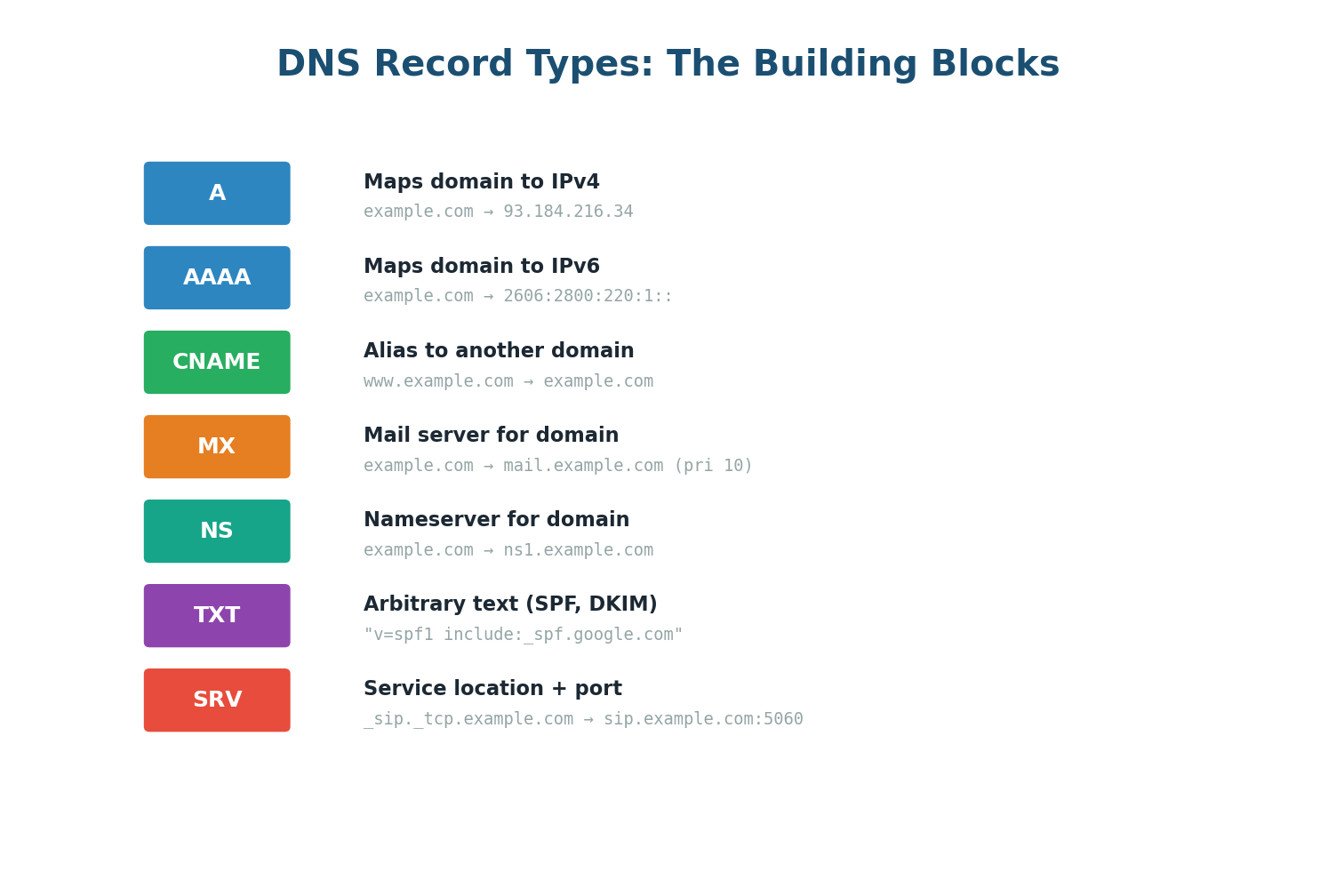 Common DNS record types