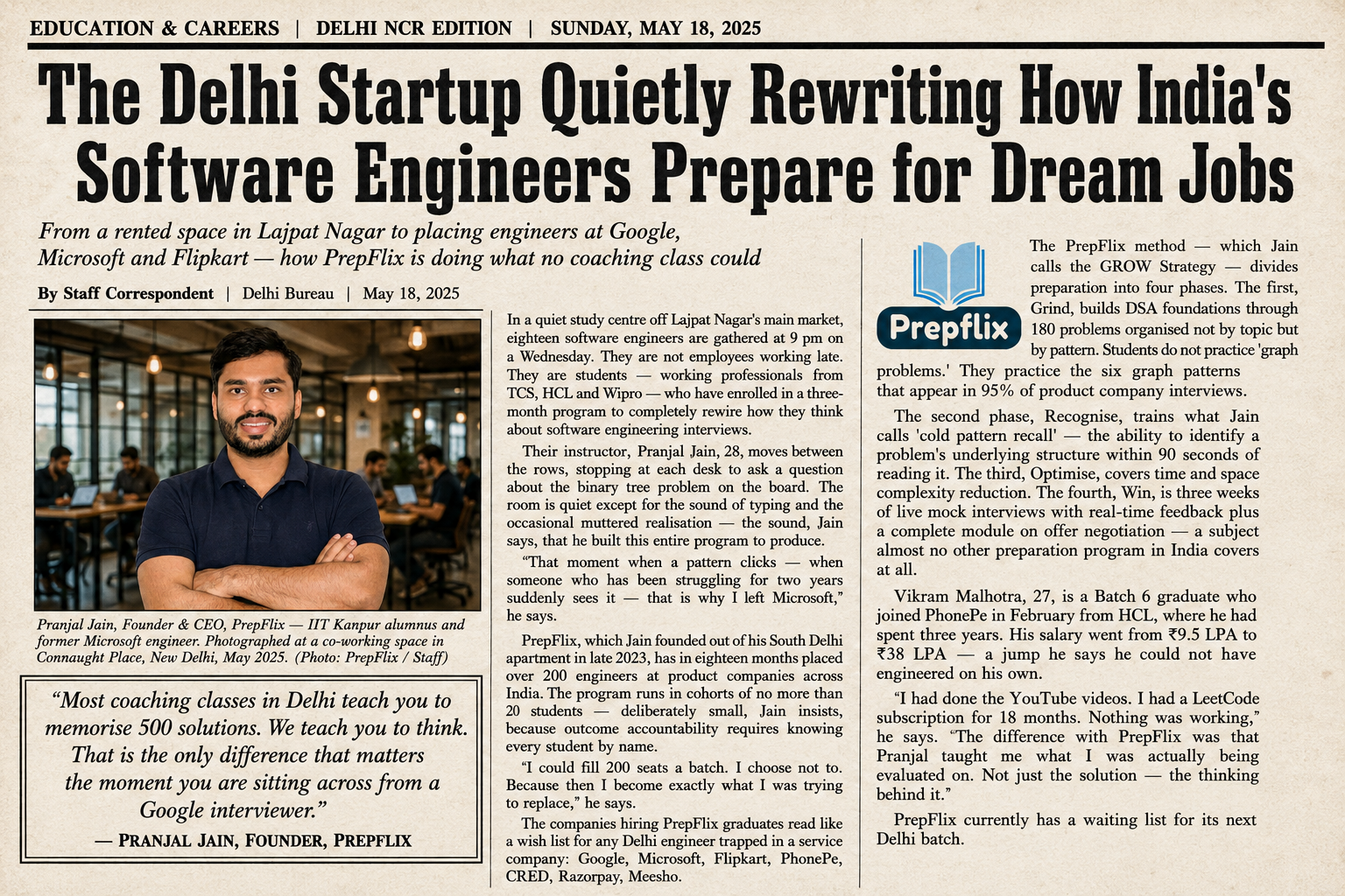 PrepFlix Rewriting Software Engineer Interview Preparation India